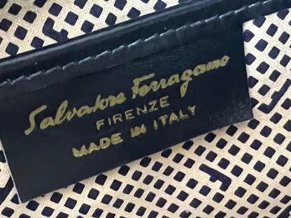 Frisman Vintage Stylish Ferragamo Leather/Canvas Bag With Brass Accents ca' 1980's