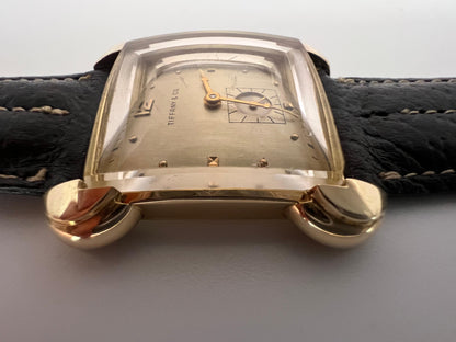 Frisman Vintage Tiffany & Co Mathey-Tissot 14k Gold Heavy Art Deco Flared Lug Mens Watch