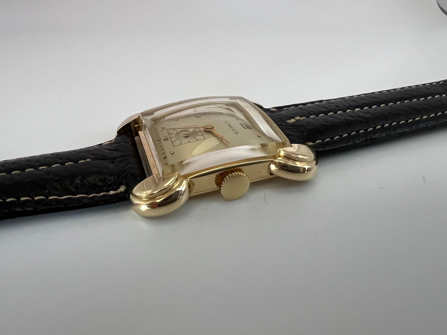 Frisman Vintage Tiffany & Co Mathey-Tissot 14k Gold Heavy Art Deco Flared Lug Mens Watch