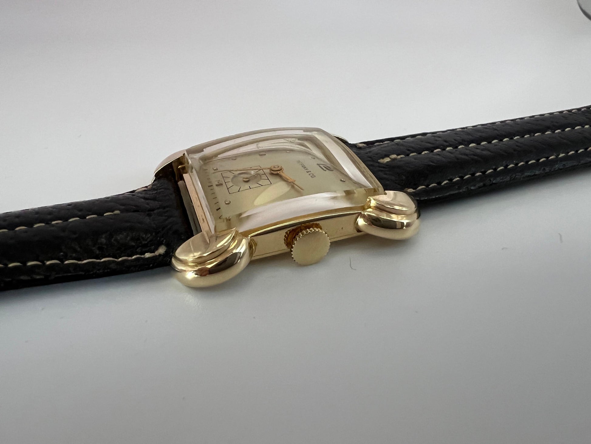 Frisman Vintage Tiffany & Co Mathey-Tissot 14k Gold Heavy Art Deco Flared Lug Mens Watch