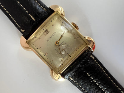 Frisman Vintage Tiffany & Co Mathey-Tissot 14k Gold Heavy Art Deco Flared Lug Mens Watch