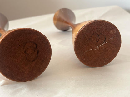 A Pair of Turned Walnut Candlesticks by Rude Osolnik 1970's