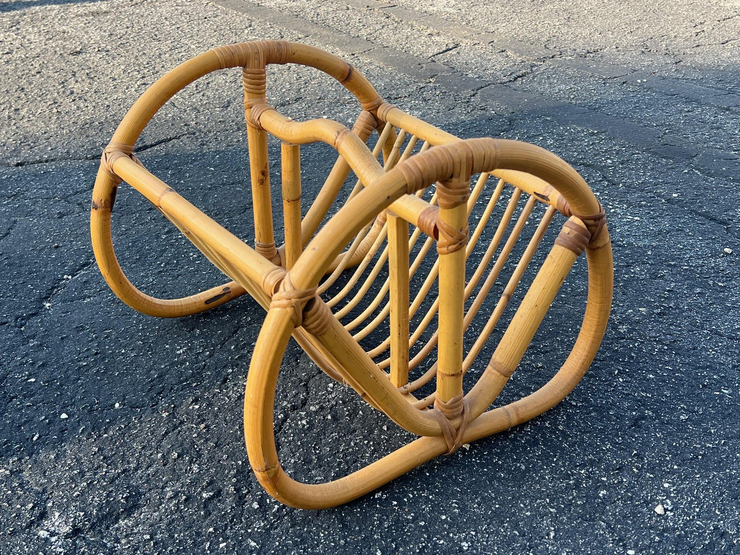 Unusual Vintage Bamboo Magazine Rack Ca' 1950's