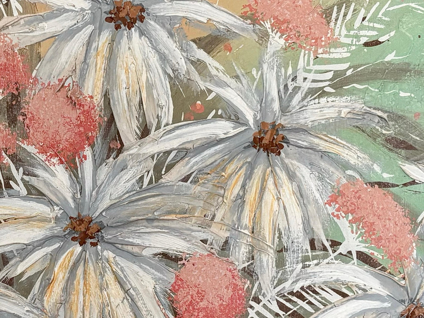 Frisman Vintage XL Mid Century Modern Framed Ferrante Dramatic Flower Still Life Oil Painting