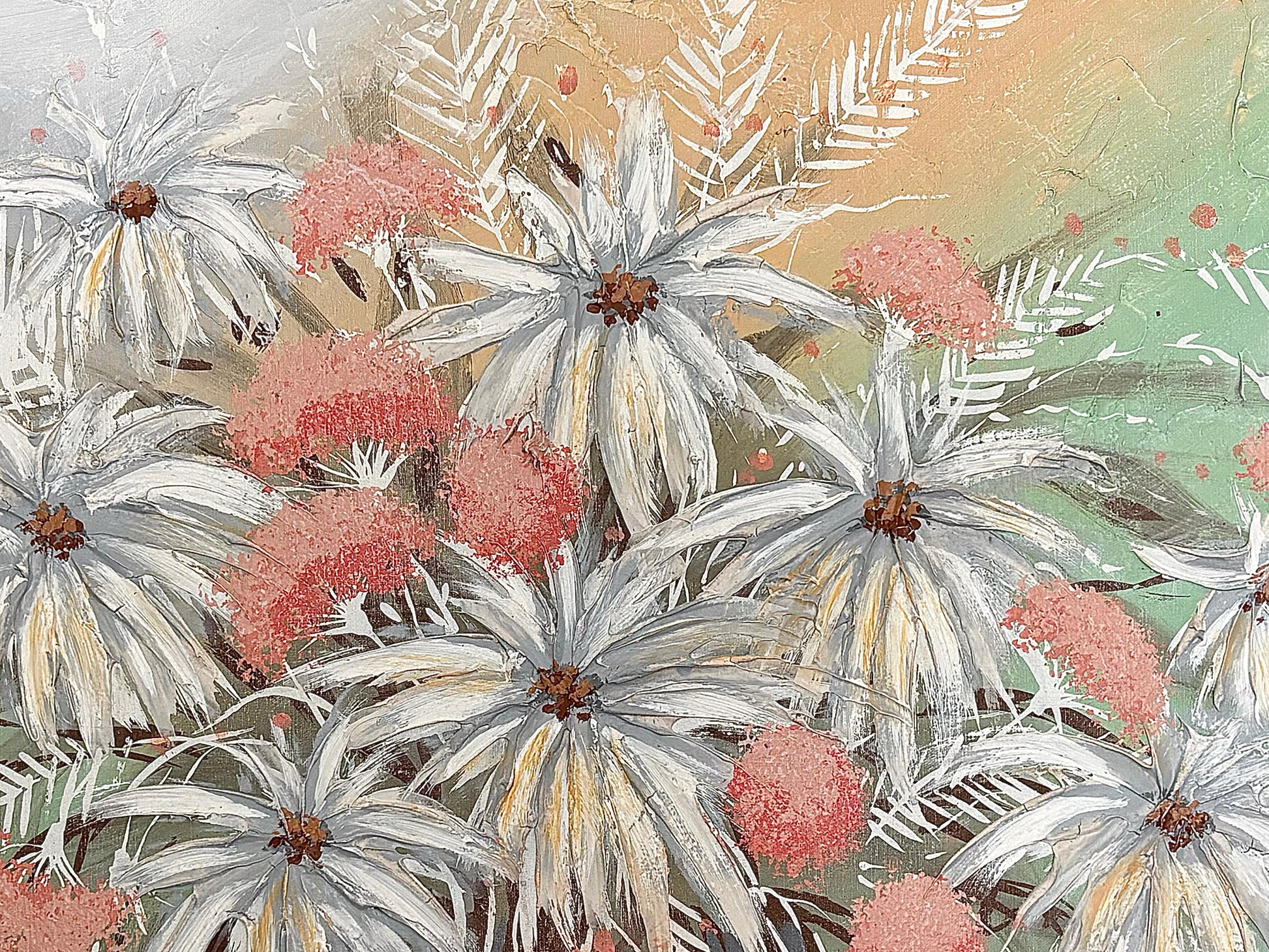 Frisman Vintage XL Mid Century Modern Elaborately Framed Ferrante Dramatic Flower Still Life