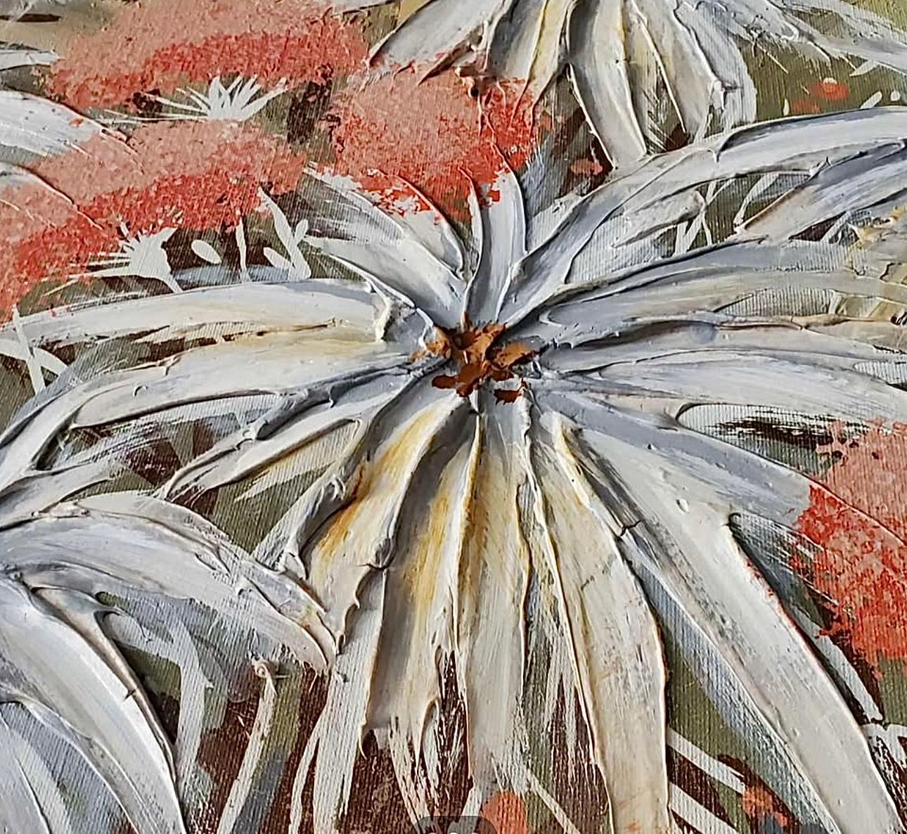 Frisman Vintage XL Mid Century Modern Framed Ferrante Dramatic Flower Still Life Oil Painting