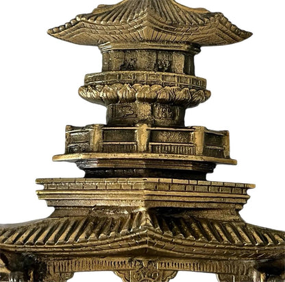 Frisman Vintage XXL 14.5” Vintage Asian Chinoiserie Solid Brass Pagoda Monkey Door Knocker