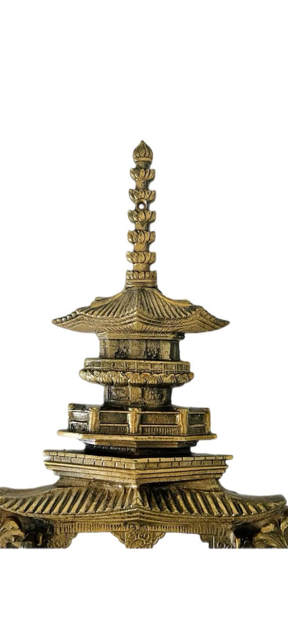 Frisman Vintage XXL 14.5” Vintage Asian Chinoiserie Solid Brass Pagoda Monkey Door Knocker