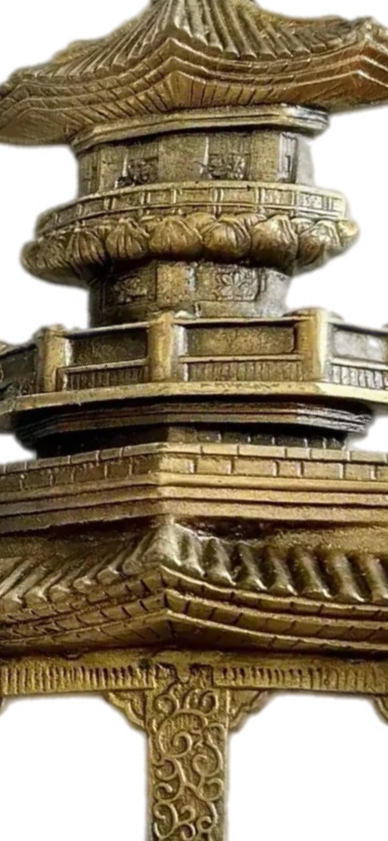 Frisman Vintage XXL 14.5” Vintage Asian Chinoiserie Solid Brass Pagoda Monkey Door Knocker