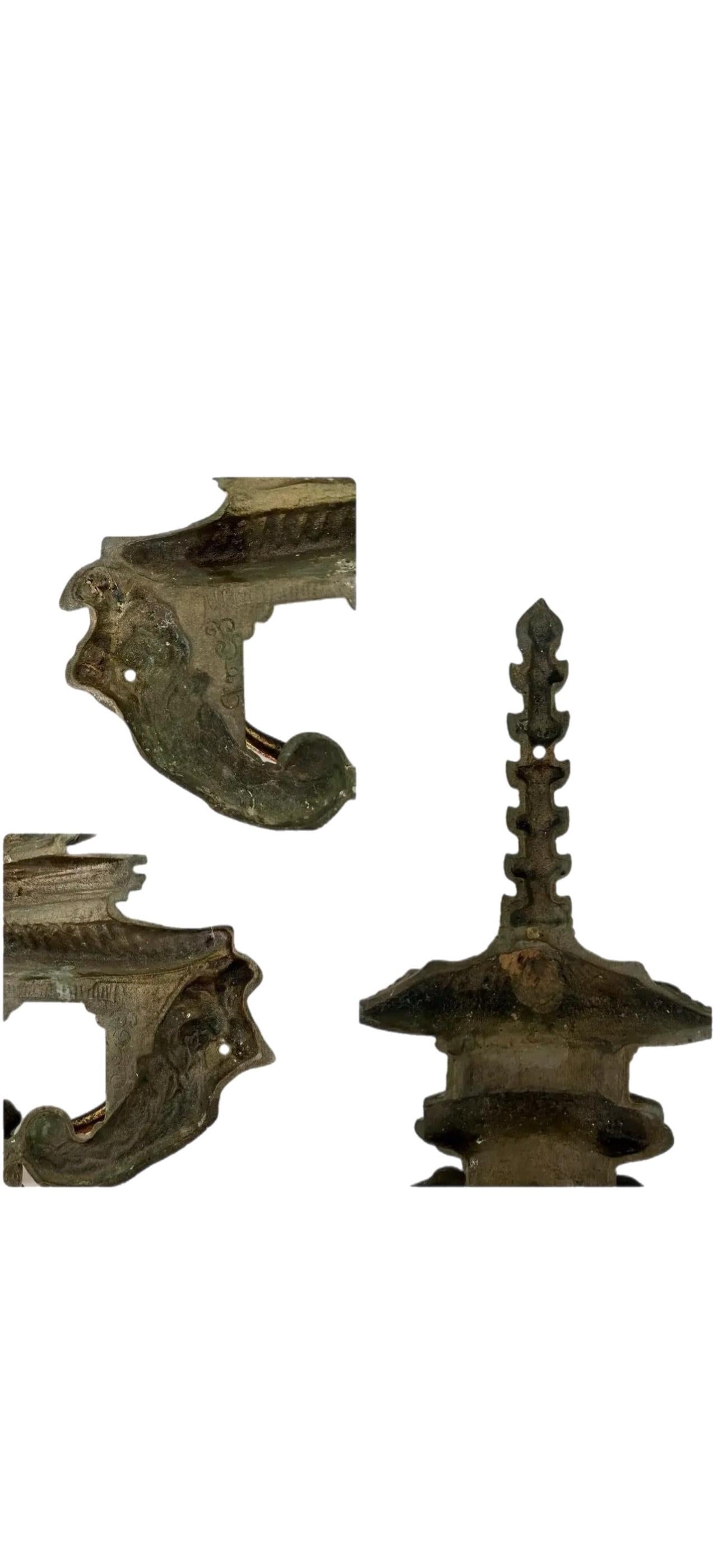 Frisman Vintage XXL 14.5” Vintage Asian Chinoiserie Solid Brass Pagoda Monkey Door Knocker