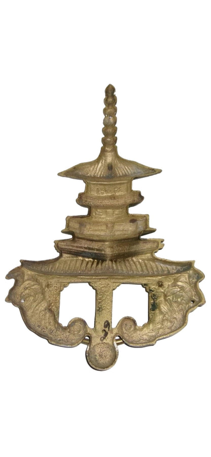 Frisman Vintage XXL 14.5” Vintage Asian Chinoiserie Solid Brass Pagoda Monkey Door Knocker