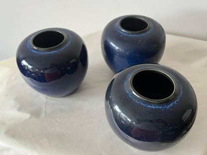 Frisman Vintage A Group Of Three Vintage Japanese Cobalt Blue Vases ca' 1950's