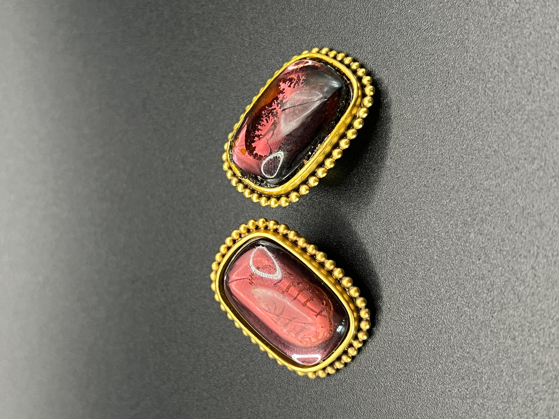 Frisman Vintage Vintage Yves Saint Laurent Clip-On Earrings  Gold Tone Amethyst Glass  Signed