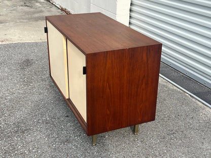 Petite Classic Knoll Credenza in Walnut and Cream Ca' 1950's