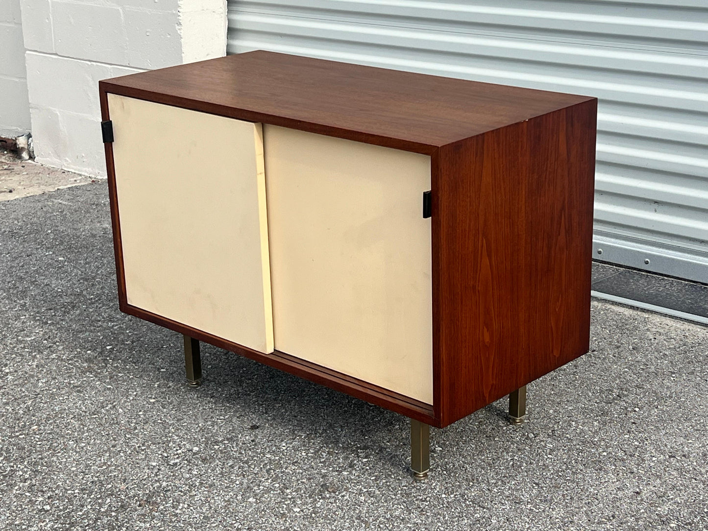 Petite Classic Knoll Credenza in Walnut and Cream Ca' 1950's