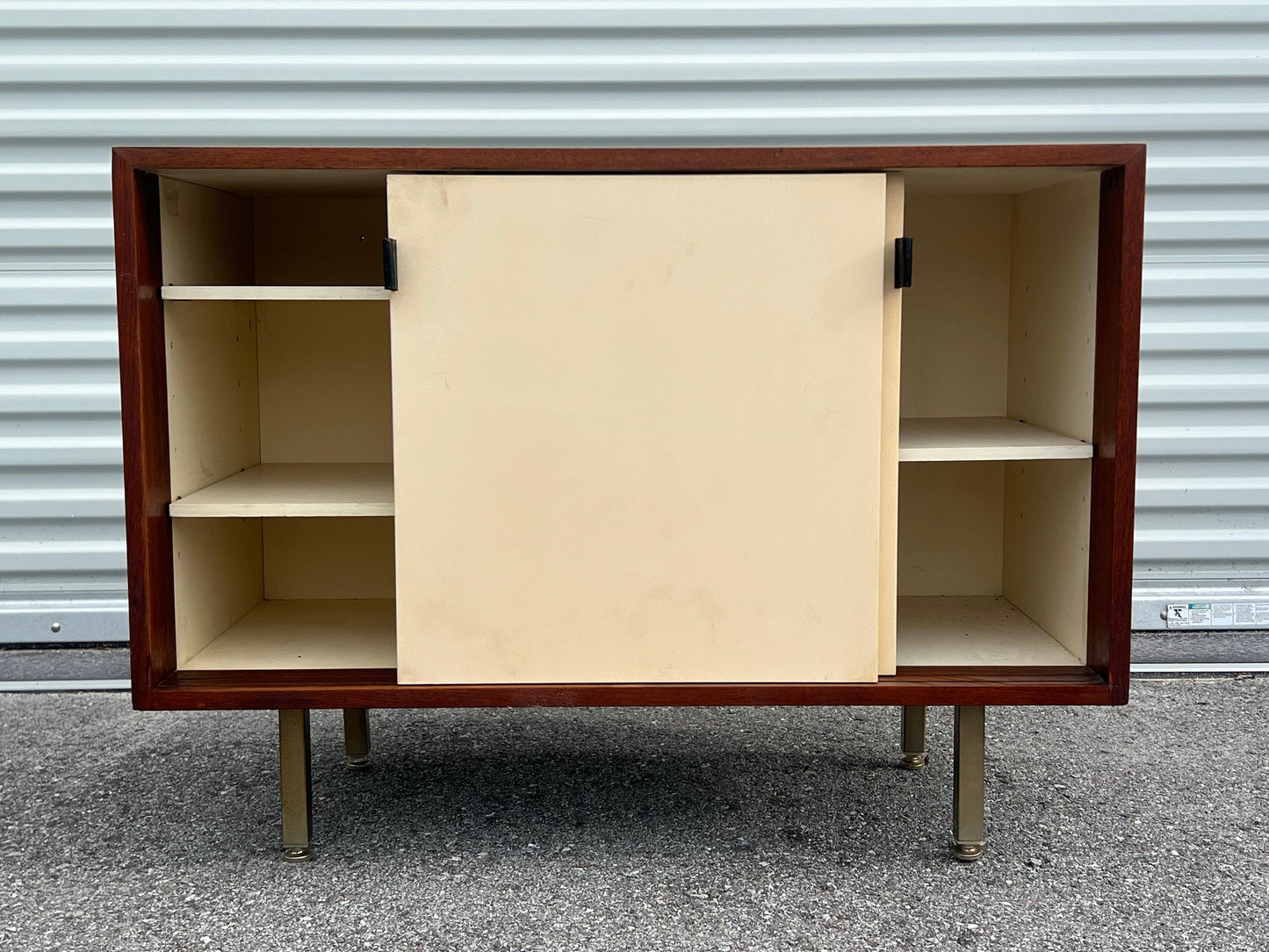 Petite Classic Knoll Credenza in Walnut and Cream Ca' 1950's