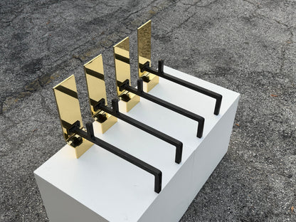 Frisman Vintage Modernist Andirons Solid Brass Polished ca' 1950's