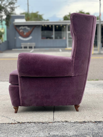 Frisman Vintage Unusual Italian Wingback Chair ca' 1940's Mohair