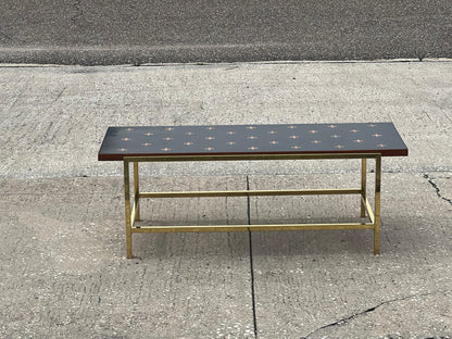 Frisman Vintage Unusual Dunbar Coffee Table With Brass And Inlay