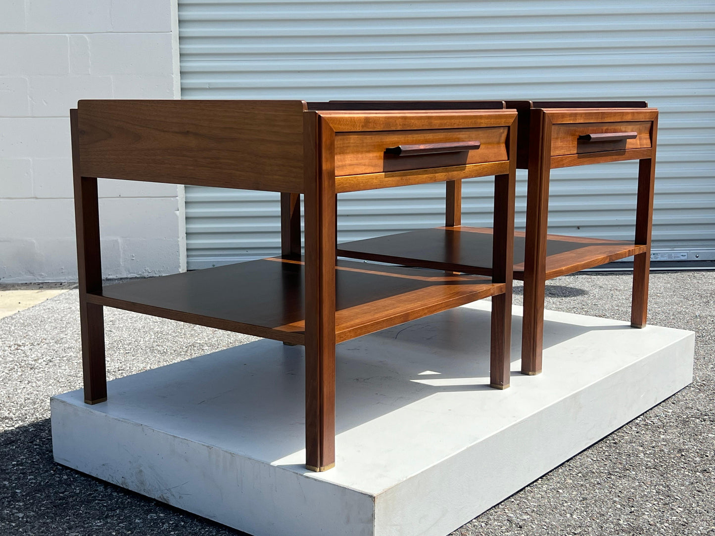 A Pair Of Classic End Tables By Edward Wormley For Dunbar In Walnut Ca' 1960's