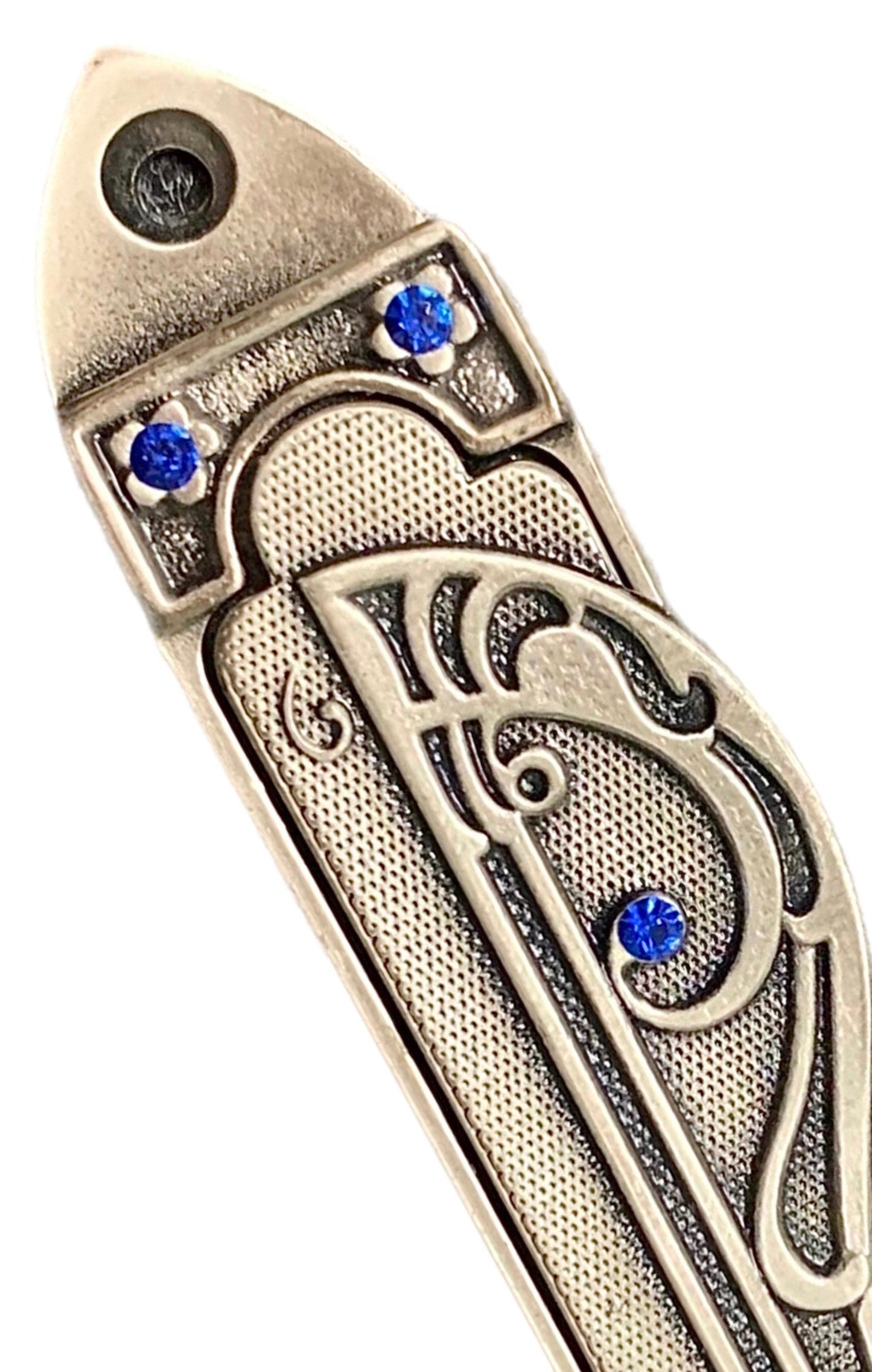 Frisman Vintage Long Vintage Modernist Pewter Art Deco Nouveau Mezuzah Bride Groom Wedding Gift