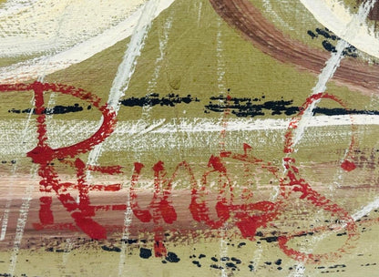 Frisman Vintage XL 60s Mid Century Lee Reynolds Magic Mushroom Forest Retro Painting Framed