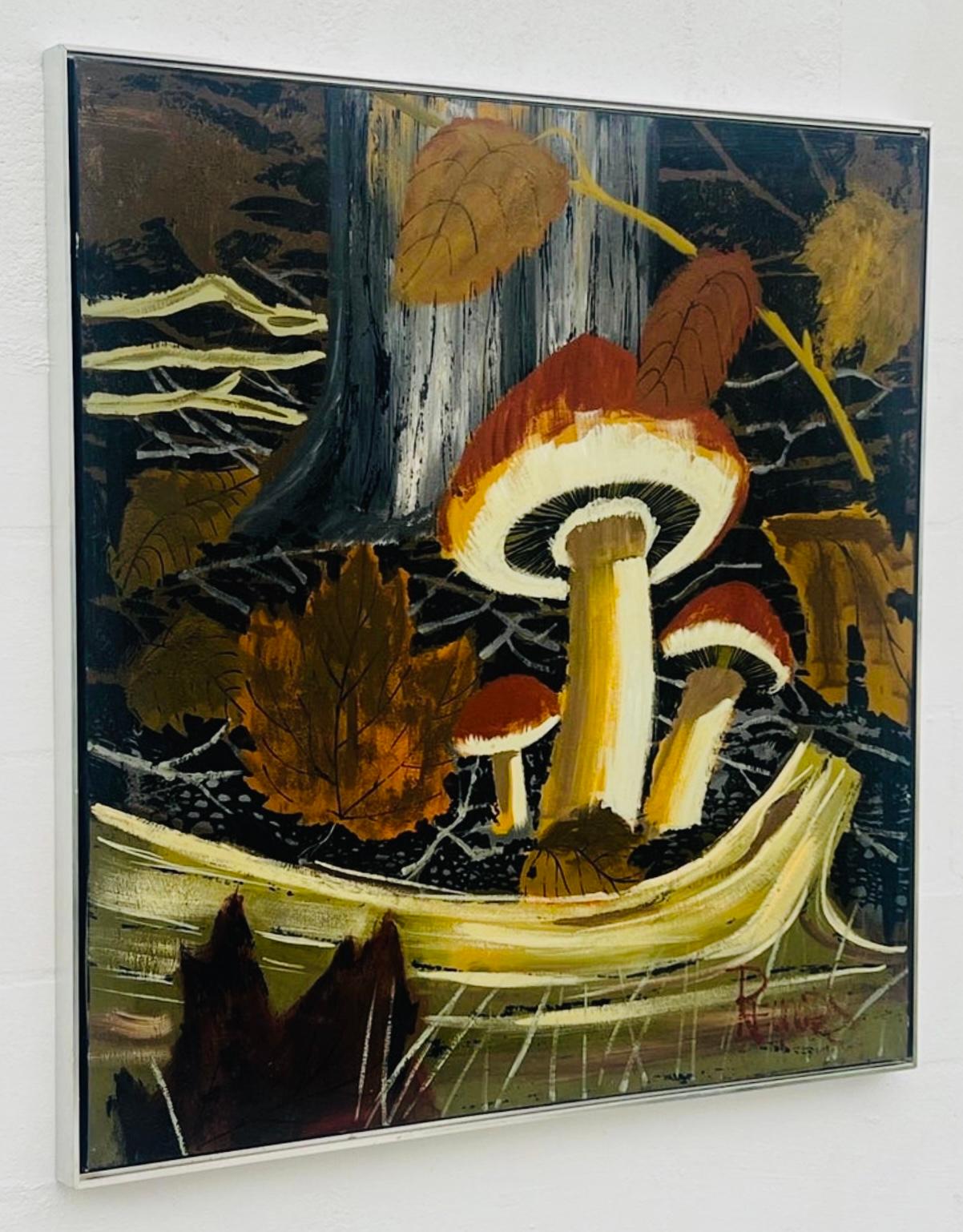 Frisman Vintage XL 60s Mid Century Lee Reynolds Magic Mushroom Forest Retro Painting Framed