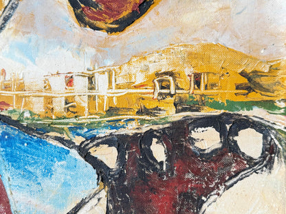 Frisman Vintage Surrealist Oil Painting By Haitian Artist Arijac ca' 1960's