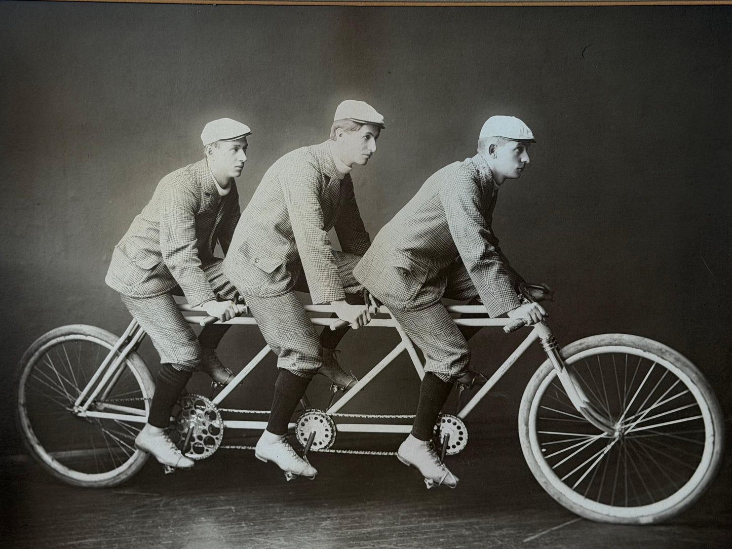 Frisman Vintage An Original Photo Bicycle Riders Three Seater Original Frame Americana ca' 1900