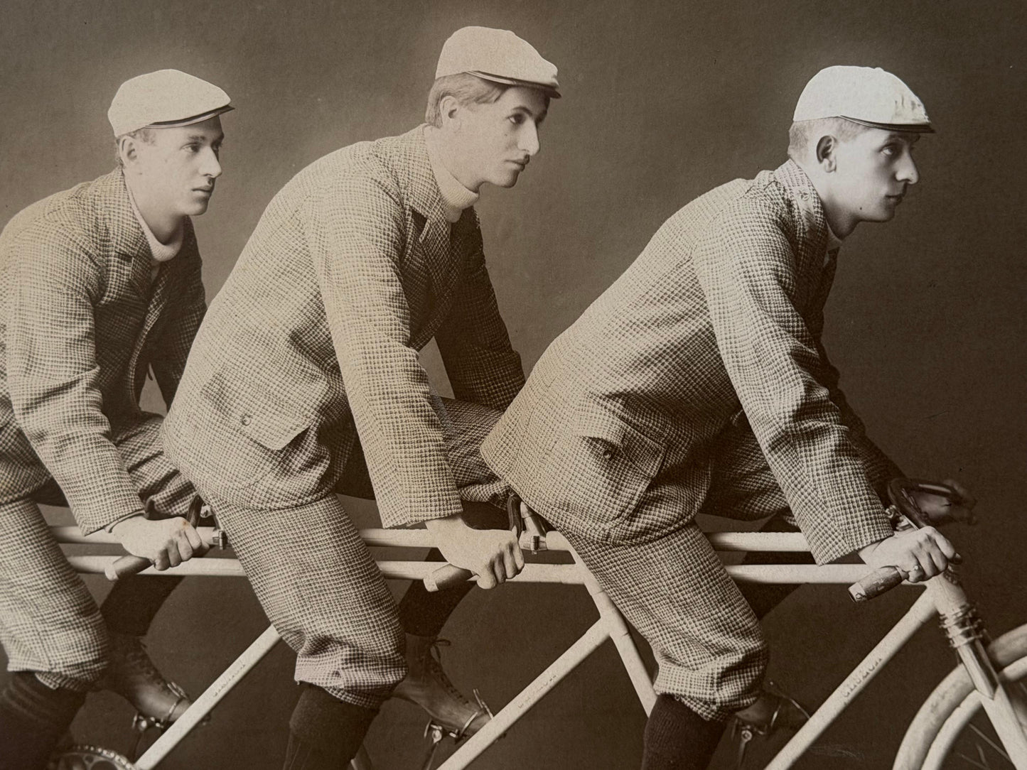Frisman Vintage An Original Photo Bicycle Riders Three Seater Original Frame Americana ca' 1900