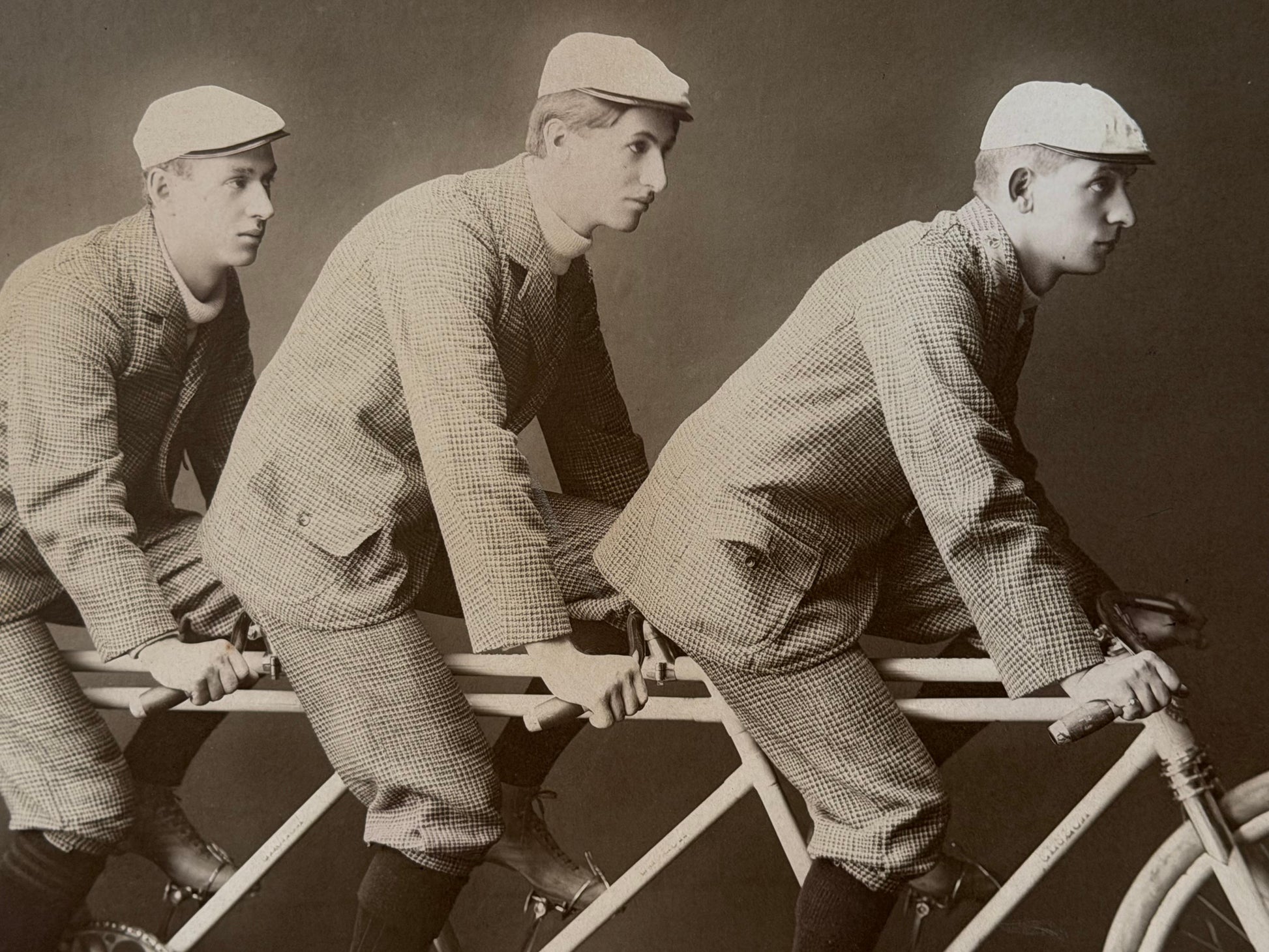 Frisman Vintage An Original Photo Bicycle Riders Three Seater Original Frame Americana ca' 1900