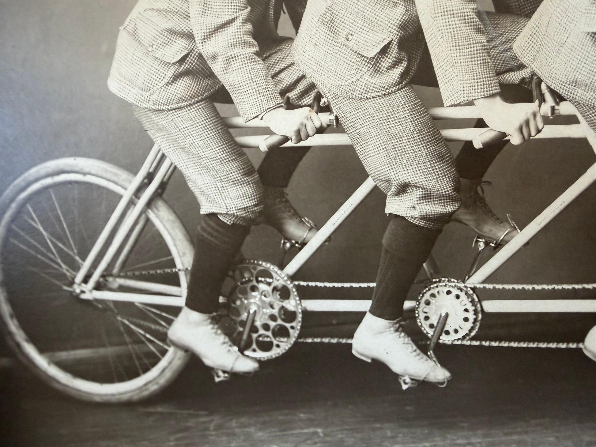 Frisman Vintage An Original Photo Bicycle Riders Three Seater Original Frame Americana ca' 1900