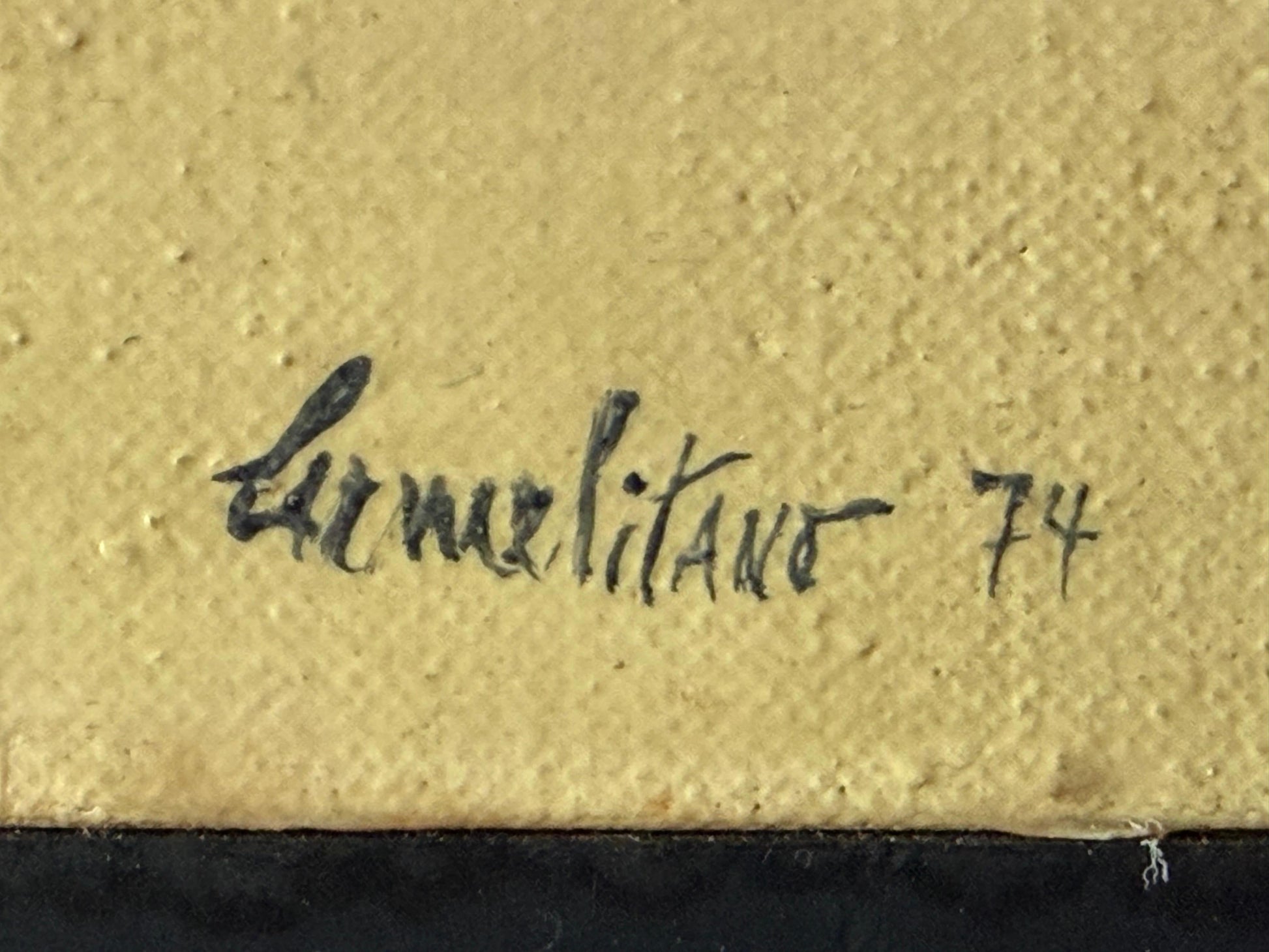 Frisman Vintage Frank Carmelitano Landscape Painting 1974 MCM Abstract Oil On Canvas