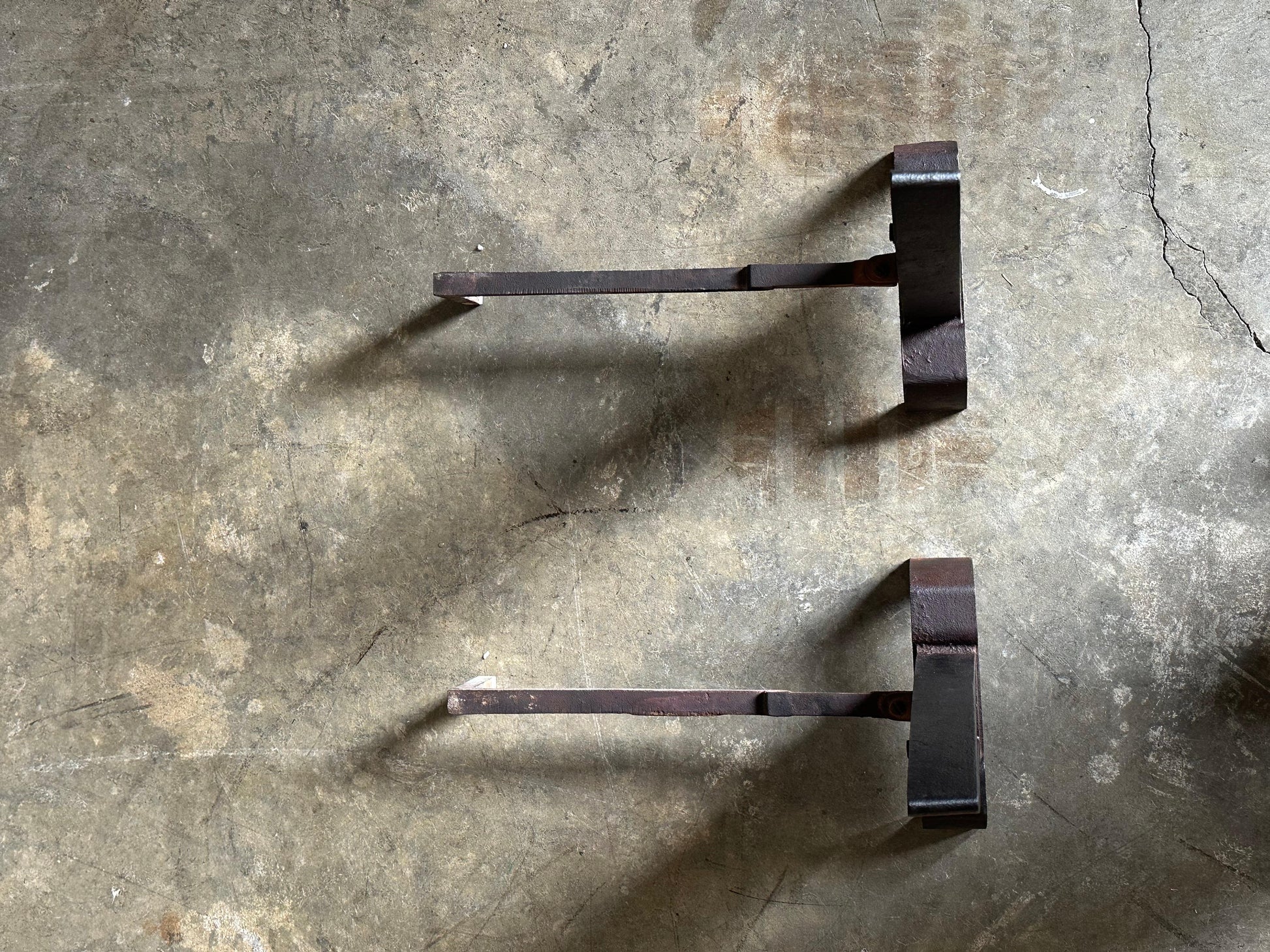 Frisman Vintage 1950s Iron and Brass Andirons Attributed to Donald Deskey- A Pair