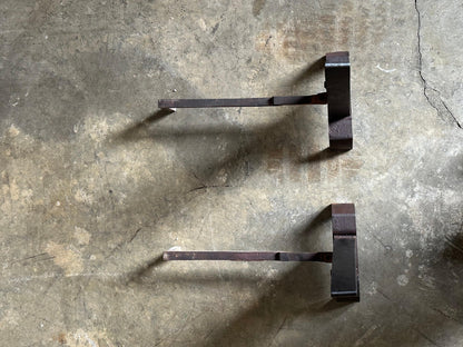 Frisman Vintage 1950s Iron and Brass Andirons Attributed to Donald Deskey- A Pair