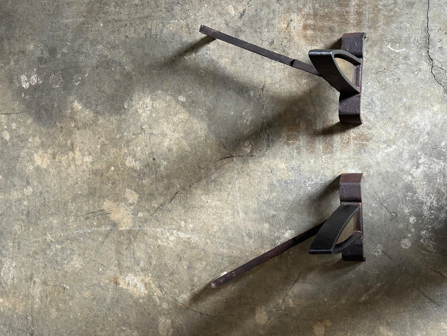 Frisman Vintage 1950s Iron and Brass Andirons Attributed to Donald Deskey- A Pair