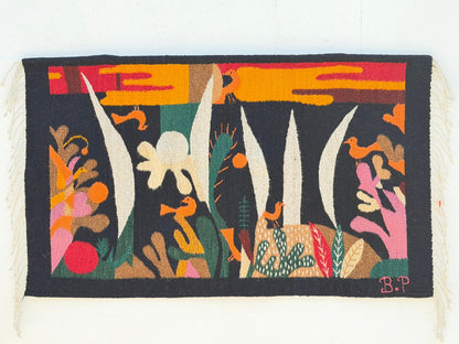 Frisman Vintage Vintage Mid Century Whimsical Tapestry Mexico 1960's Bertha Preux