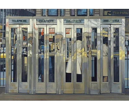 Frisman Vintage Richard Estes Photorealism 2007 Exhibition Lithograph Telephone Booths N Y C