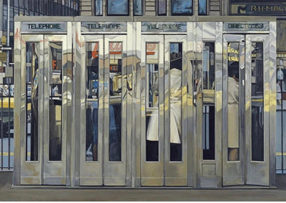 Frisman Vintage Richard Estes Photorealism 2007 Exhibition Lithograph Telephone Booths N Y C
