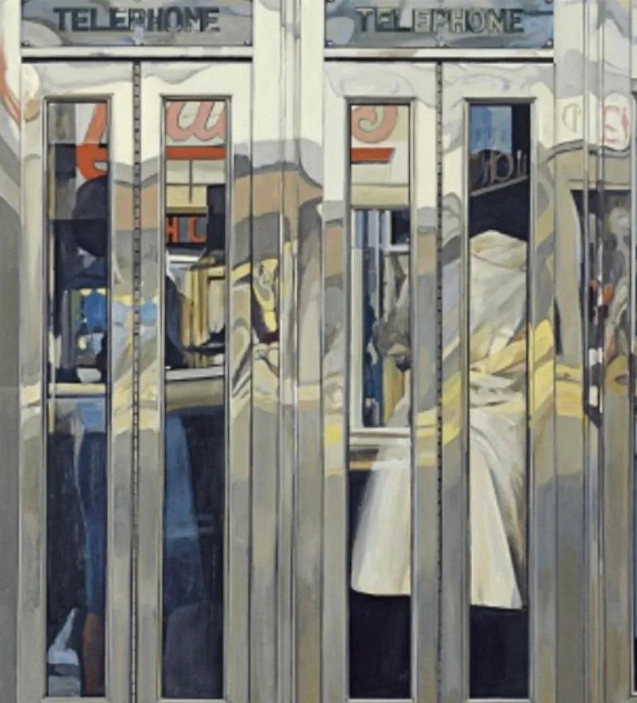 Frisman Vintage Richard Estes Photorealism 2007 Exhibition Lithograph Telephone Booths N Y C