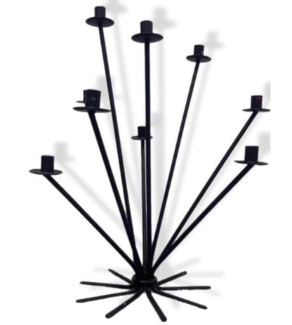 Frisman Vintage 50s Scandinavian Wrought Iron 9Light Ljusstake Starburst Vintage Menorah Denmark