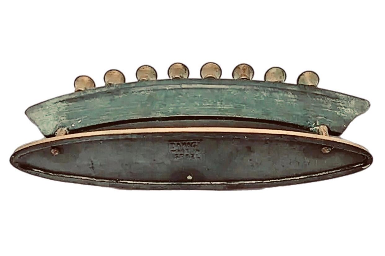 Frisman Vintage 1950s Vintage Mid Century Art Deco Verdigris Sculptural Modern Menorah Israel