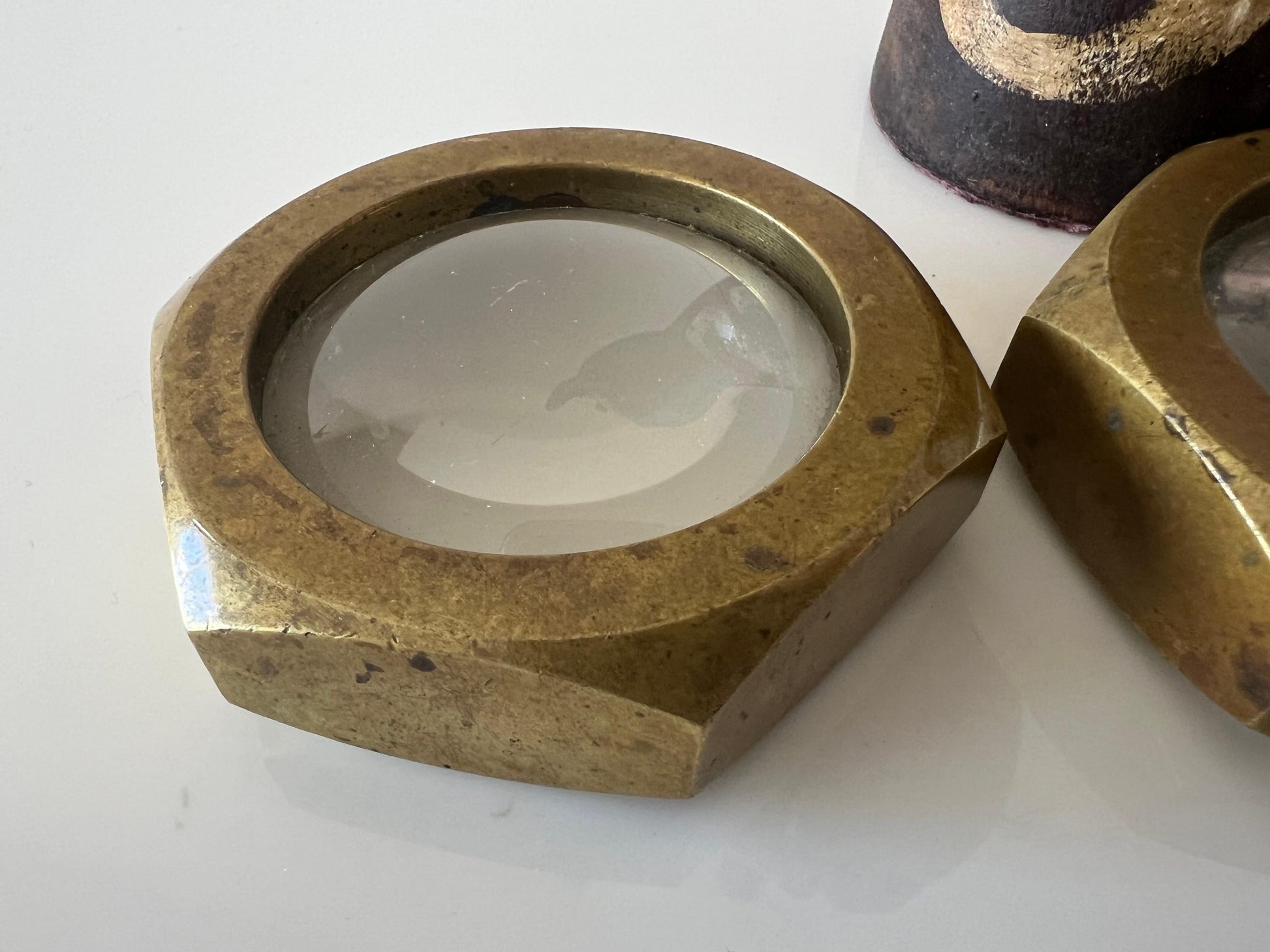 Frisman Vintage Vintage Carl Aubock Set of Three Magnifying Glass Paperweights ca' 1950's