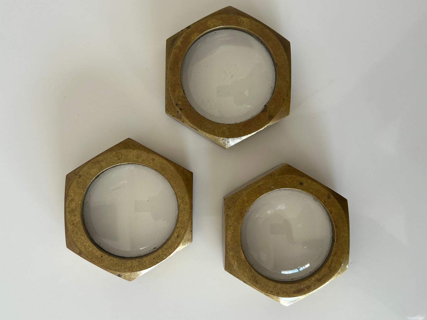 Frisman Vintage Vintage Carl Aubock Set of Three Magnifying Glass Paperweights ca' 1950's