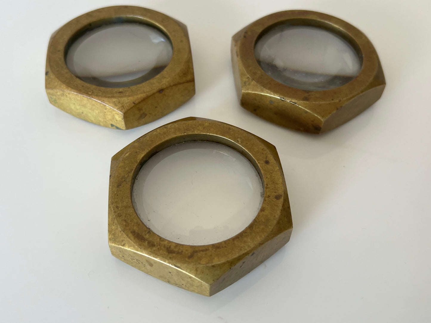 Frisman Vintage Vintage Carl Aubock Set of Three Magnifying Glass Paperweights ca' 1950's