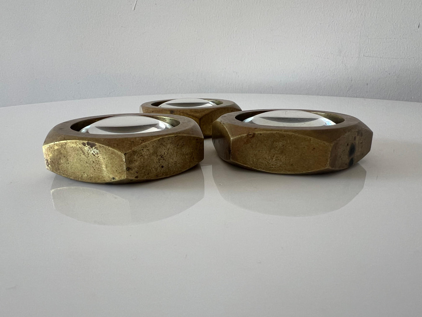 Frisman Vintage Vintage Carl Aubock Set of Three Magnifying Glass Paperweights ca' 1950's