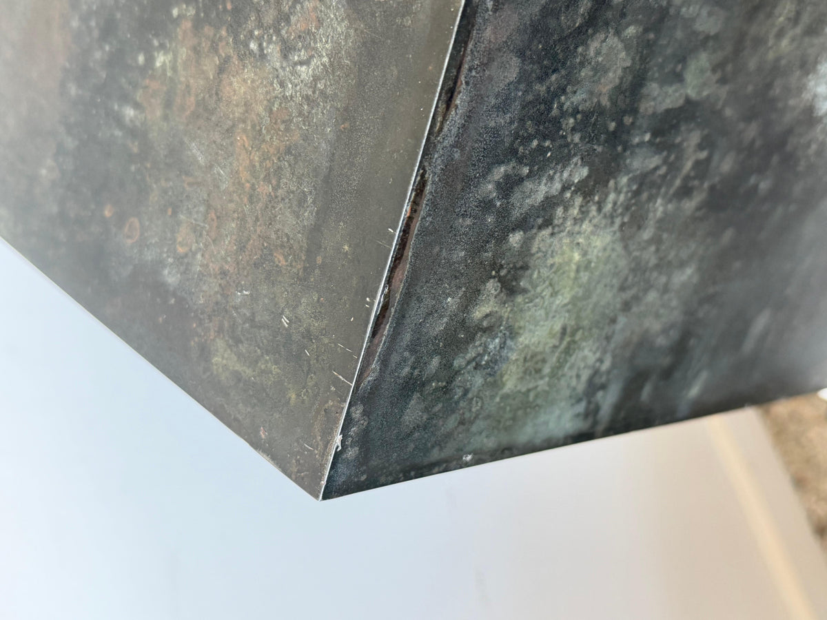Frisman Vintage A Patinated Steel Cube Pedestal Custom Made Minimalist Design
