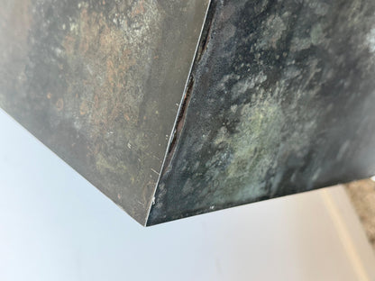 Frisman Vintage A Patinated Steel Cube Pedestal Custom Made Minimalist Design