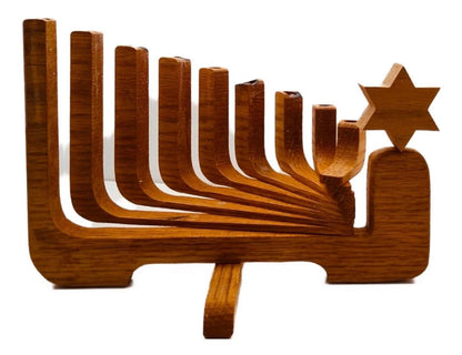 Frisman Vintage Vintage Wooden Mid Century Danish Modern Teak Kinetic Hanukkah Menorah