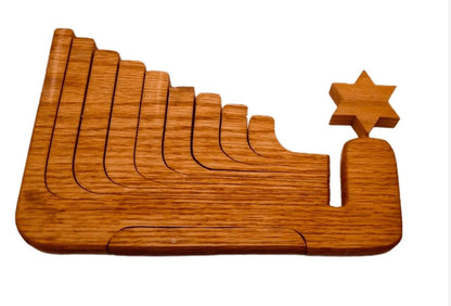 Frisman Vintage Vintage Wooden Mid Century Danish Modern Teak Kinetic Hanukkah Menorah